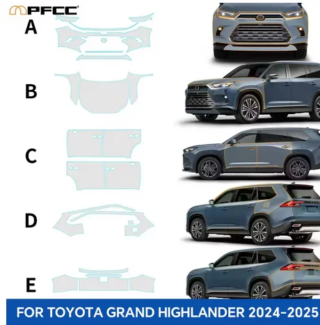 Anti-Scratch Protective Film TPU Car Body Sticker Paint Protection Film PPF Transparent For Toyota Grand Highlander 2024 2025