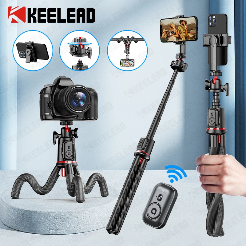 Wireless Bluetooth Selfie Stick for Smartphone Gopro Tripod for DSLR Camera with Octopus Legs for Xiaomi iPhone Huawei Samsung