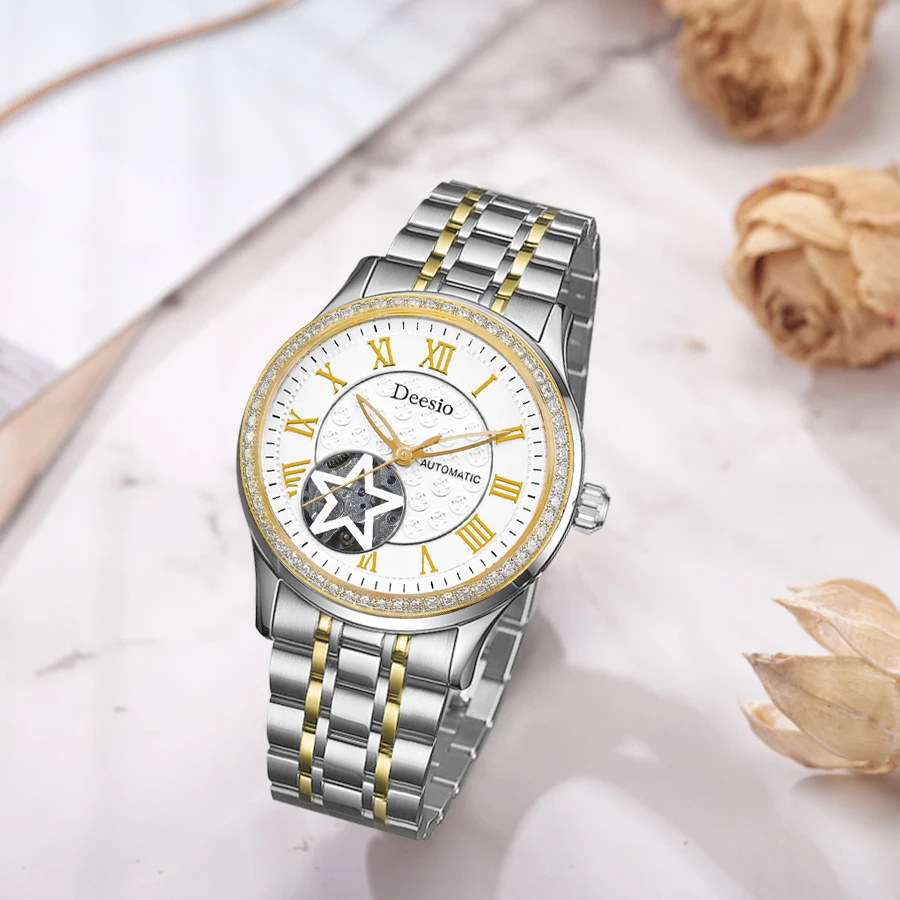 Deesio N95 Automatic Movement Mechanical Watch Women Luxury Top Band Waterproof High Quality Wristwatches Ladies Timepiece Gifts