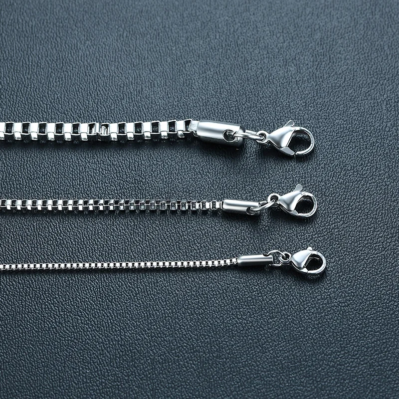 Klassische 1/2/3mm Breite Runde Box Kette Edelstahl Halsketten für Männer Lichtecht Platz Rolo Link Ketten Halsband Punk Schmuck – Detail 5