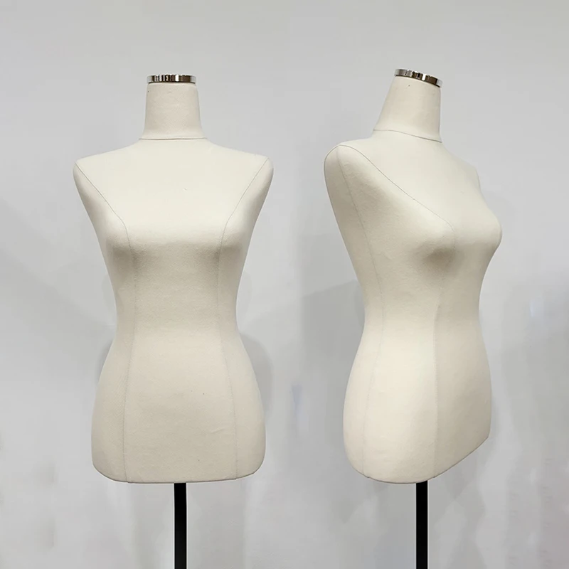 Cheap Plastic Manikin Life Size to Display Dresses Women Mannequin Girl Half Body Black Velvet Cloth Dummy Can Pin In