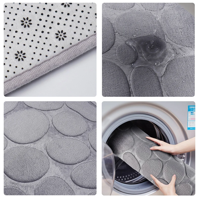 Cobblestone Embossed Bathroom Bath Mat Non-slip Carpets In Wash Basin Bathtub Side Floor Rug Shower Room Doormat Memory Foam Pad