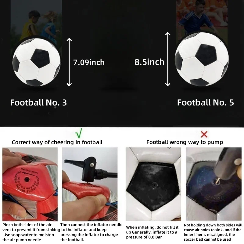Fußball der Größe 3/5, offizielle Größe und Gewicht – klassisches Schwarz und Weiß – für den Innen- und Außenbereich – langlebig und langlebig