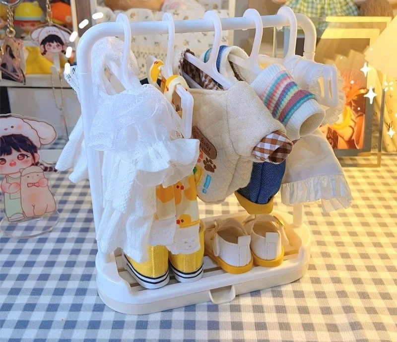 BJD Doll Clothes Storage Rack 10cm/15/17/20cm Shoe Display Rack Doll For Lab Clothes Hanger Storage Box Clothes Support Rack