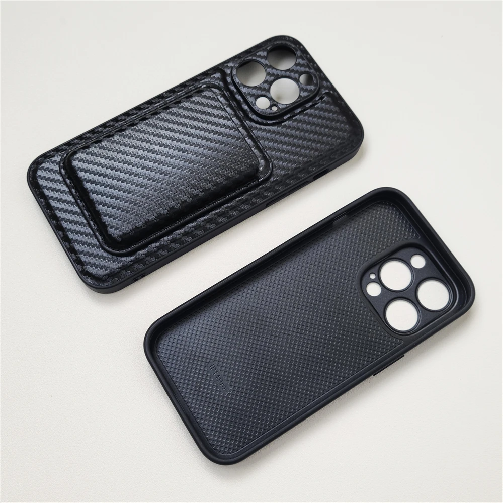 For Magsafe Carbon Fiber Case For iphone 14 Pro Max Wireless Charging Magnetic Cover With Magnet Wallet Card Pocket