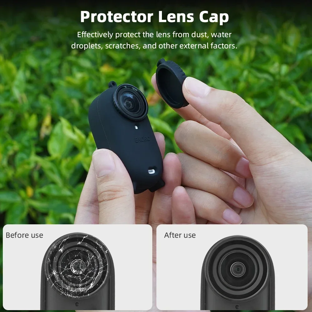 BRDRC funda de silicona para Insta360 GO 3/3S carcasa antiarañazos carcasa de goma estándar suave accesorios de cubierta protectora del cuerpo de la cámara