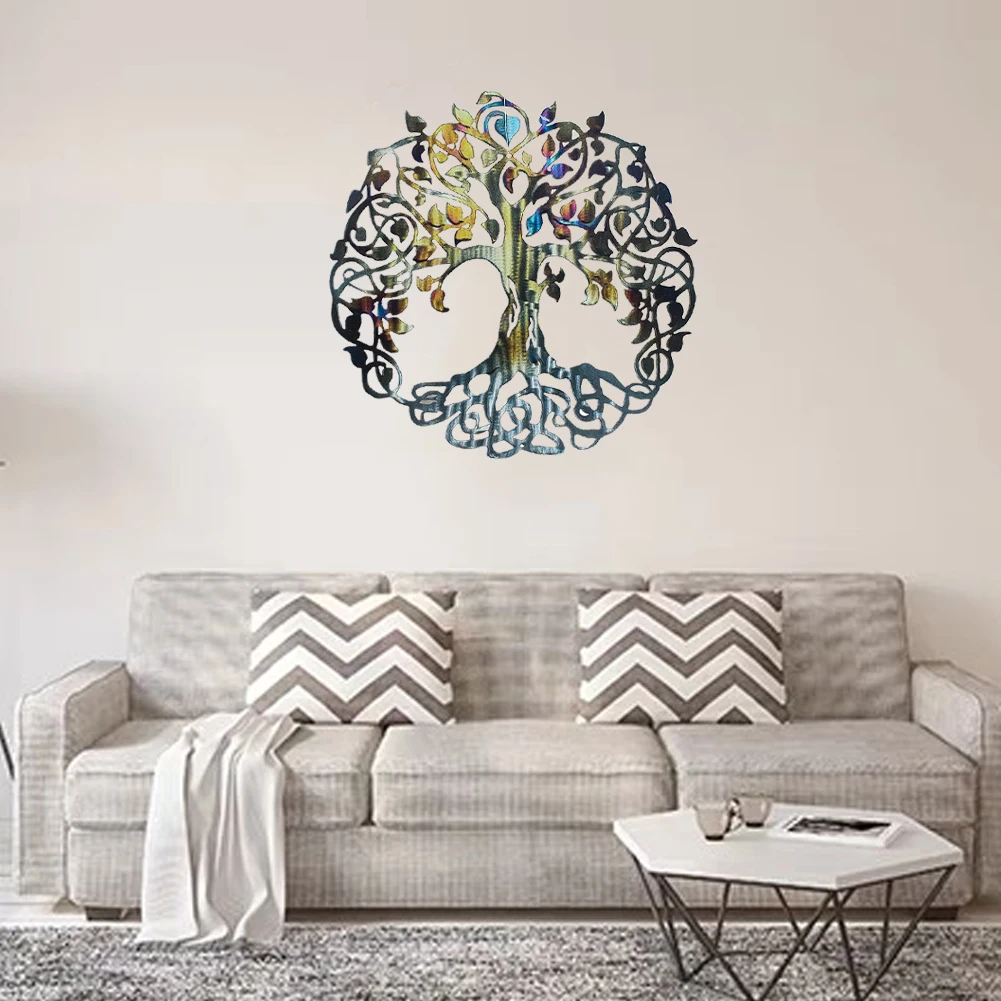 

1PC Electroplated Color Life Tree Metal Wall Hanging Home Decor Background Office Feng Shui Mascot Room Decoration Accessories