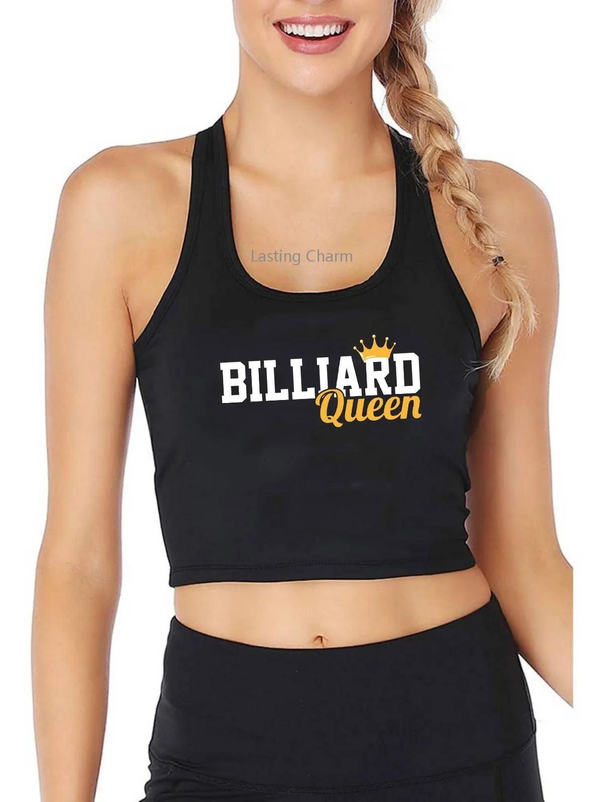 

Billiard Queen Design Breathable Slim Fit Tank Top Women's Personalized customization Yoga Sports Training Crop Tops