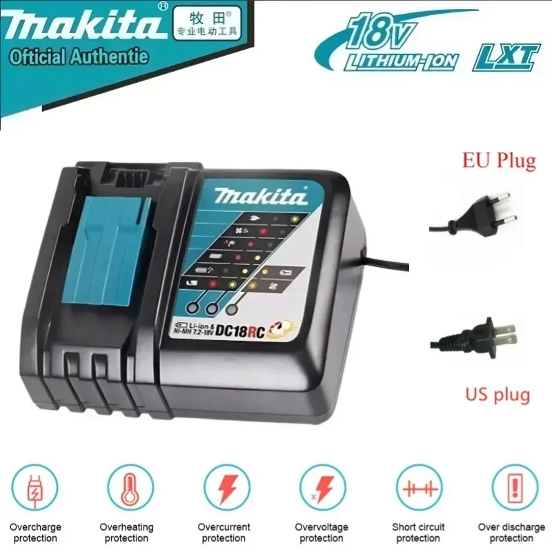 Original Makita Battery Charger 18V Lithium Battery Charger for Makita BL1860 BL1850 BL1840 BL1830 BL1820 BL1415 BL1440 DC18RC