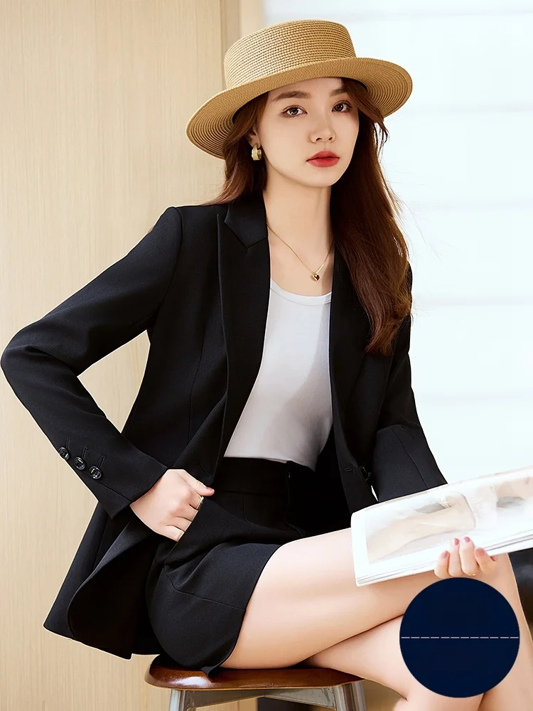 Khaki Color Women's Suit Jacket Loose Fit Premium Feeling Autumn Winter New Style Interview Workwear Professional Suit Set