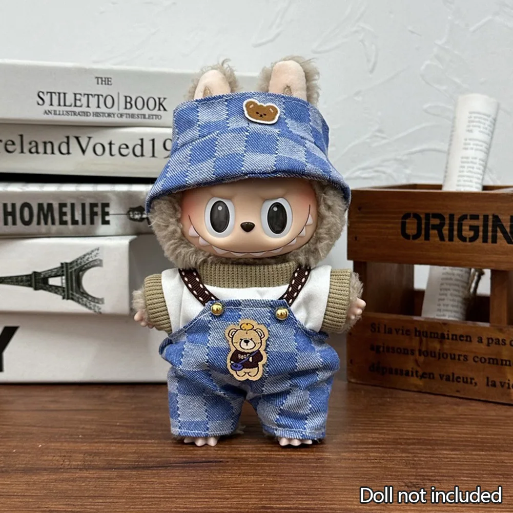 Ropa de moda Ropa Labubu, conjunto de Ropa, accesorios para muñecas de 15/17cm, traje de tirantes de muñeco de peluche Labubu V2 V1