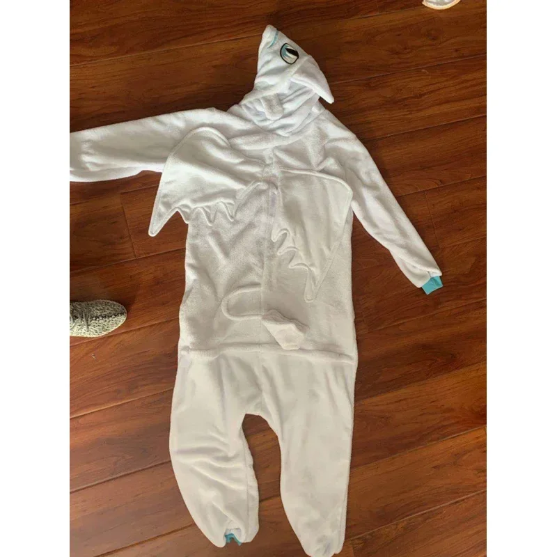 Wat22 bezzębny biały czarny smok onesie dla dorosłych unisex flanelowa piżama anime cosplay kostium train your night Fury SL new 2025 AA
