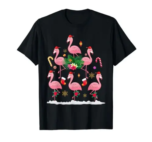 Christmas Funny Flamingo Christmas Tree Xmas T-Shirt