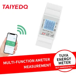 Tuya-インテリジェントWi-Fiエネルギーメーター,単相DINレール,kwh電力計,電圧計,電流計230v,45〜65hz,ac2121C