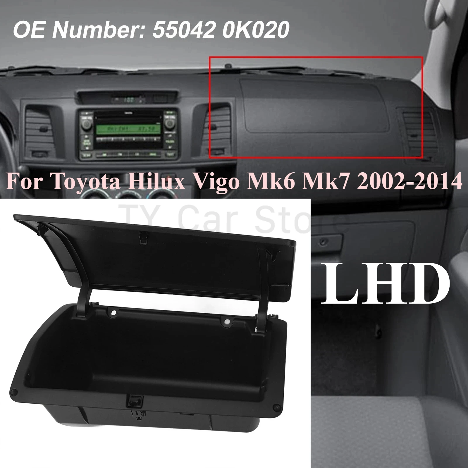 Painel superior do carro luva caixa de armazenamento do painel de instrumentos para toyota hilux vigo mk6 mk7 2002-2014 fortuner 2005-2012 55042-0k020