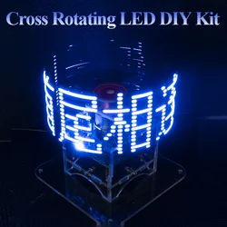 Two-color Cross Rotating LED Display DIY Welding Kit Acrylic Base 51 Single Chip Electronic Loose Parts