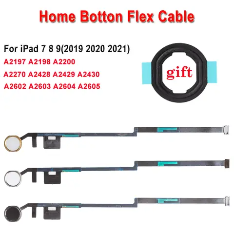 1set Brand New Home Button With Flex Cable Repair Part For iPad 7 8 9 2019 2020 2021 Home Button Key Flex Assembly With 3 Colors
