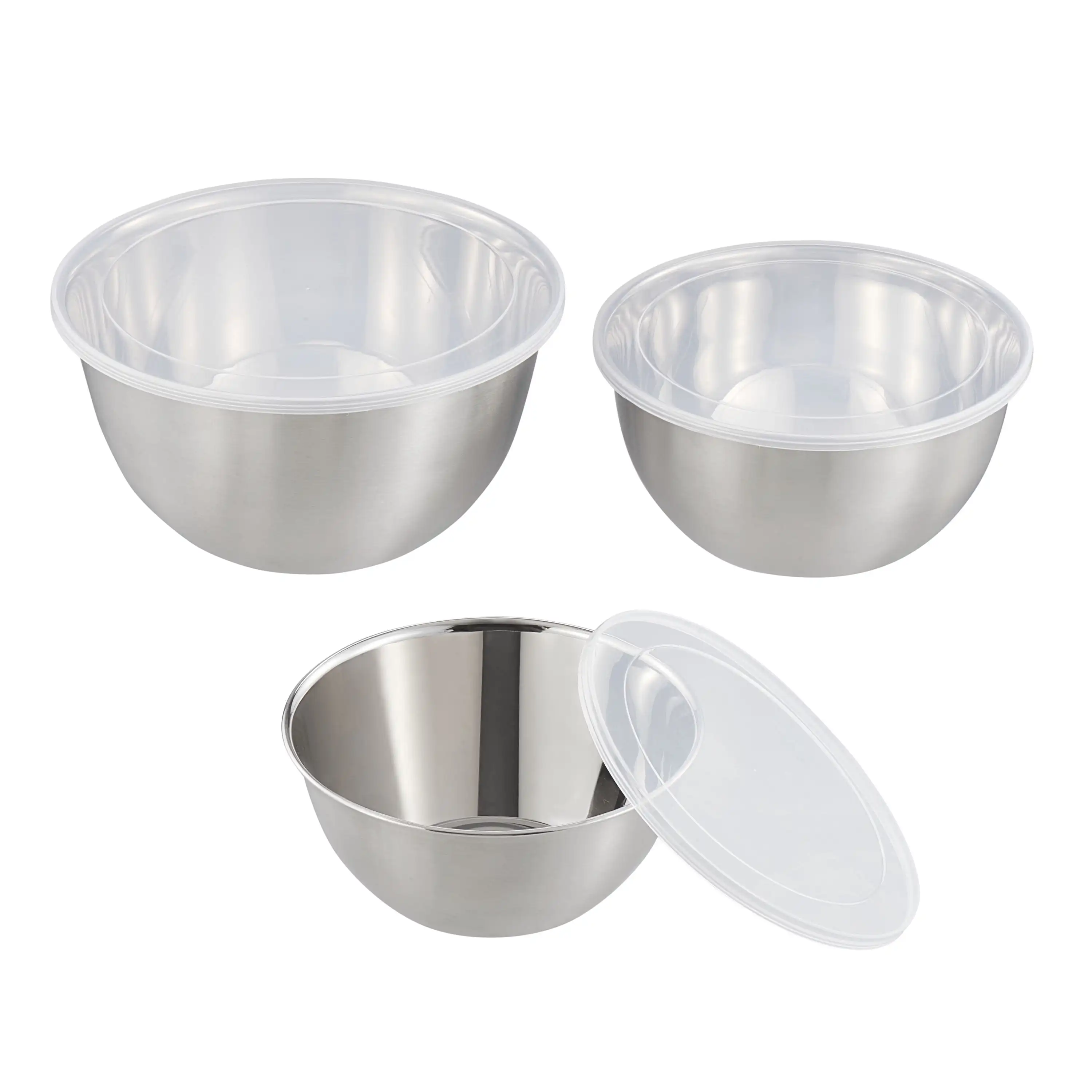 

6-Piece Brushed Stainless Steel Mixing and Storage Bowl Set with Lids