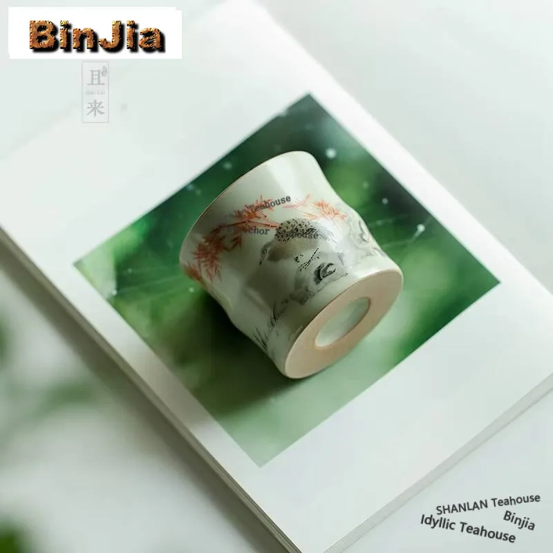105ML Cream Ru Kiln Porcelain Teacup Chinese Bamboo Joint Master Cup Special Personal Tea Bowl Chazhan Coffee Mug Kung Fu Teaset