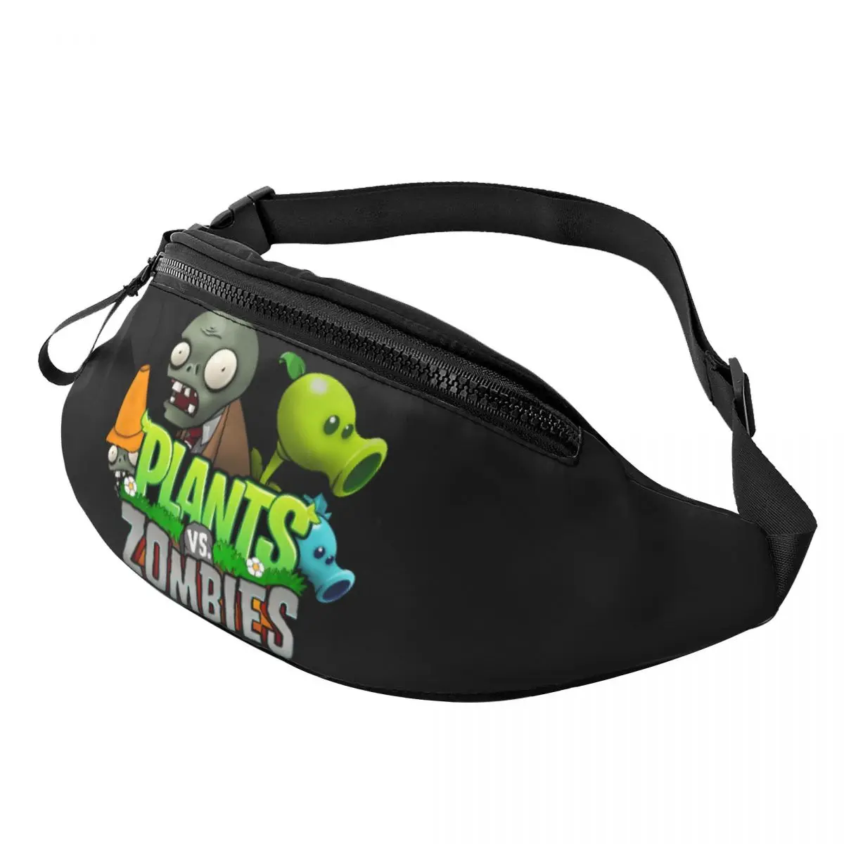 

Custom Plants Video Game Zombies Fanny Pack Men Women Cool Play Gaming Crossbody Waist Bag for Hiking Phone Money Pouch