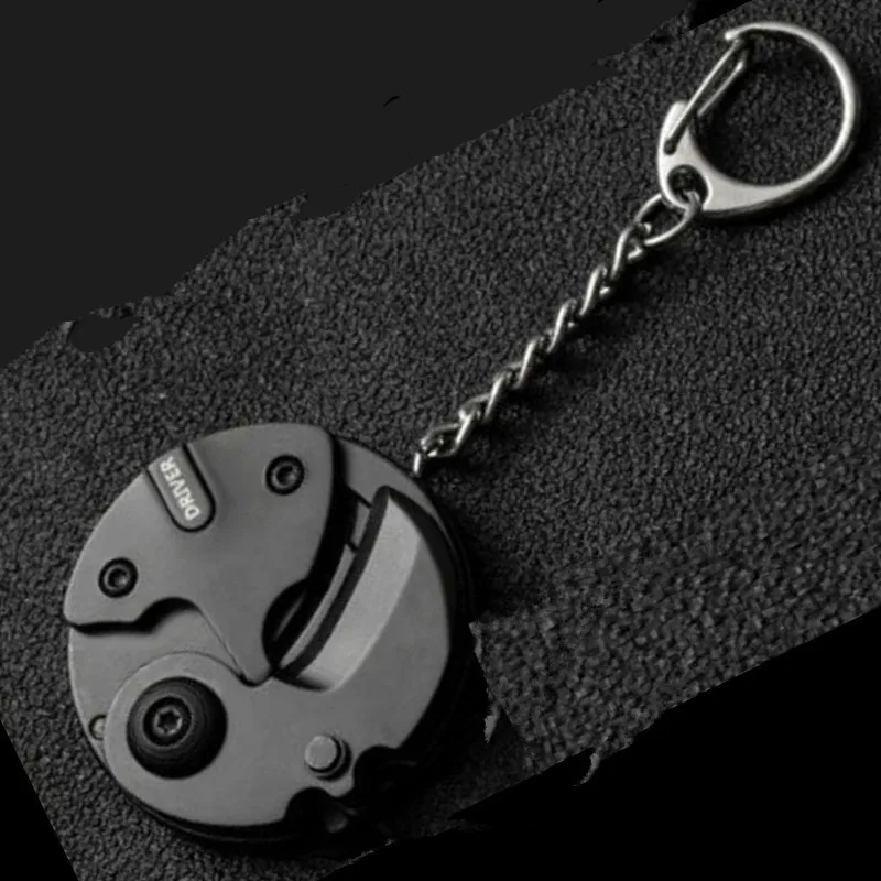 Keychain Screwdriver Multifuncional Hexagon Coin Ferramenta ao ar Livre Edc Faca de Moeda Dobrável Pocket Fold Mini Gear Coltello