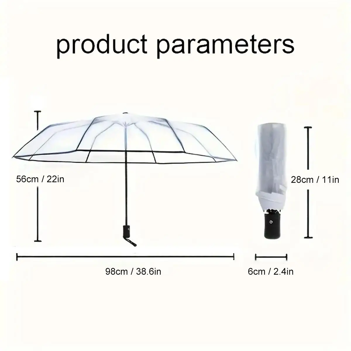 Automatischer Klarer Bubble-Regenschirm im Koreanischen Stil, Transparenter Reise-Kuppelschirm für Frauen und Mädchen - Schutz bei Regen und Wind – Detail 9