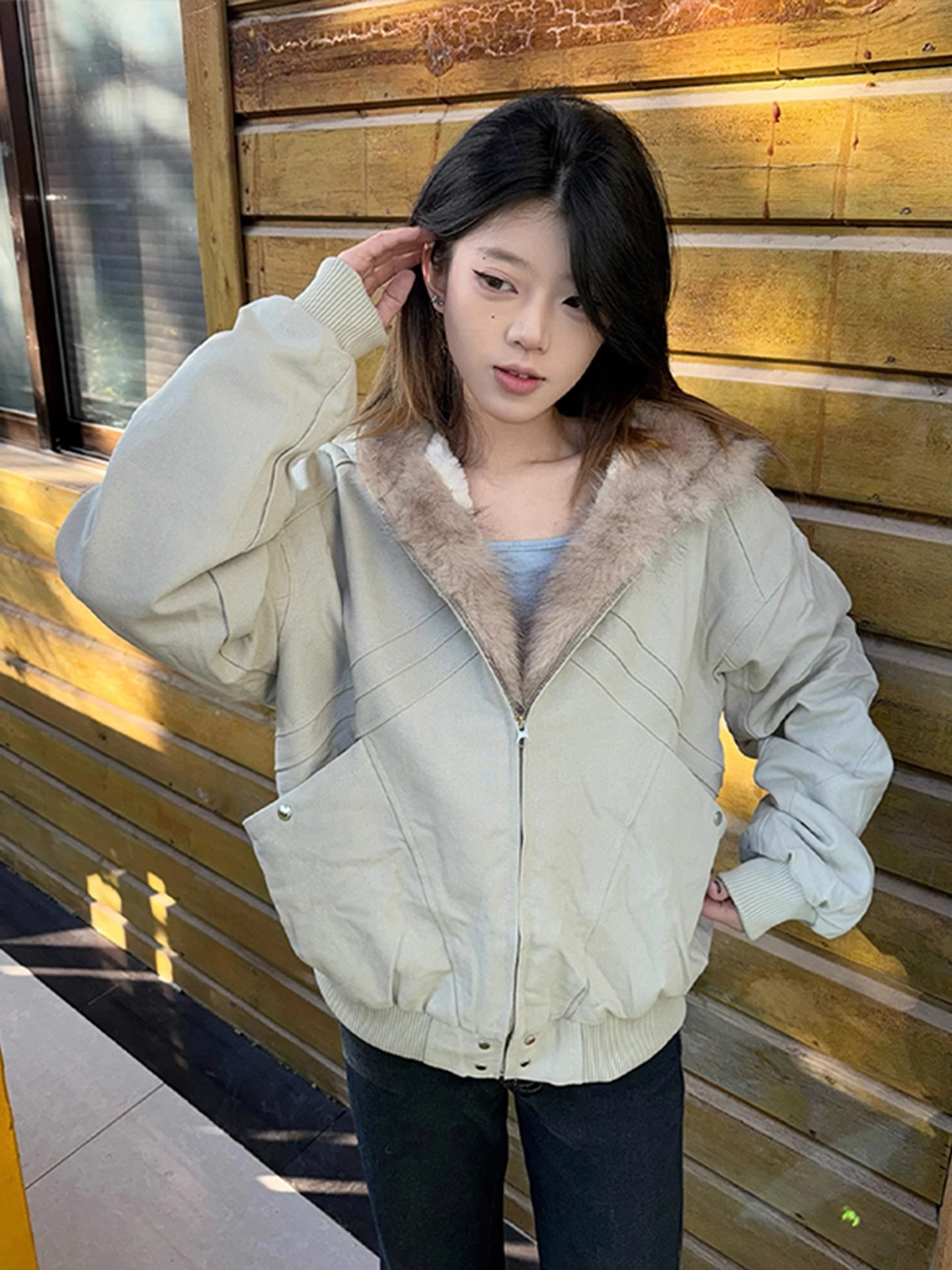 

American Sle Premium Hooded Fur Collar Mountain Eagle Cotton Jaet Men Women Winter Design ark Gills Deconstructed Warm ...