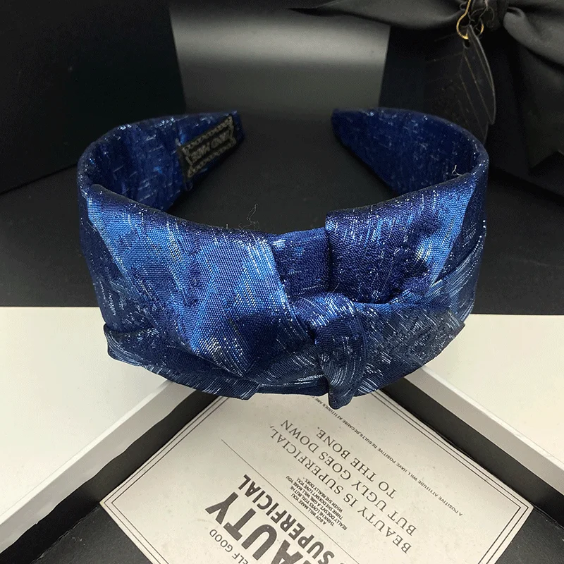 Luxuriöses blaues Haarband für Damen – Neues, modisches Kopfschmuck-Haarband mit breitem Rand für die Haarwäsche – Detail 3