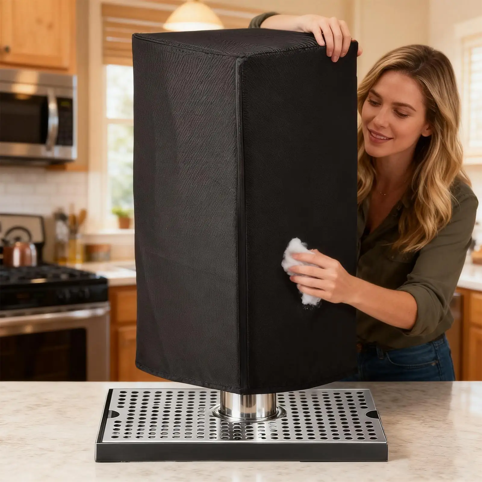 Beer Tower Cover Indoor Draft Beer Dispenser Sleeve Waterproof Oxford Fabric Dustproof Cover For Single Or Double Tap Dispenser