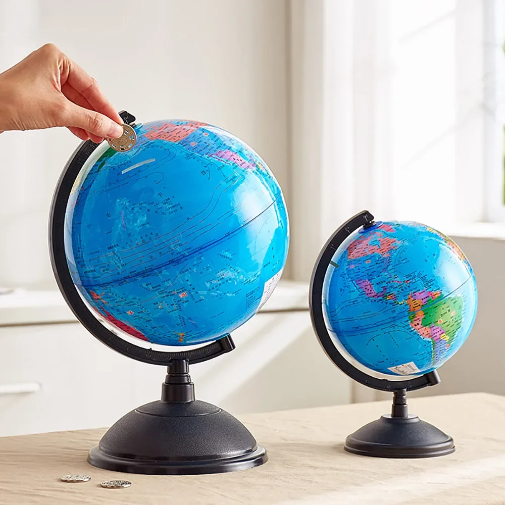 Creative Globe Money Box Fun Piggy Bank Children\'s Savings Box for Coins Gift Lving Room Decoration World Map Money Storage Safe