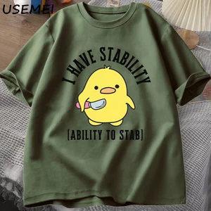 Unisex Soft Cotton Grafic T-Shirt, ich habe Stabilität, um zu erstechen, Fashion Duck Meme, Streetwear-Tops für Männer und Frauen 6 Hauptverkäufe Herren t -Shirt Pato - №5