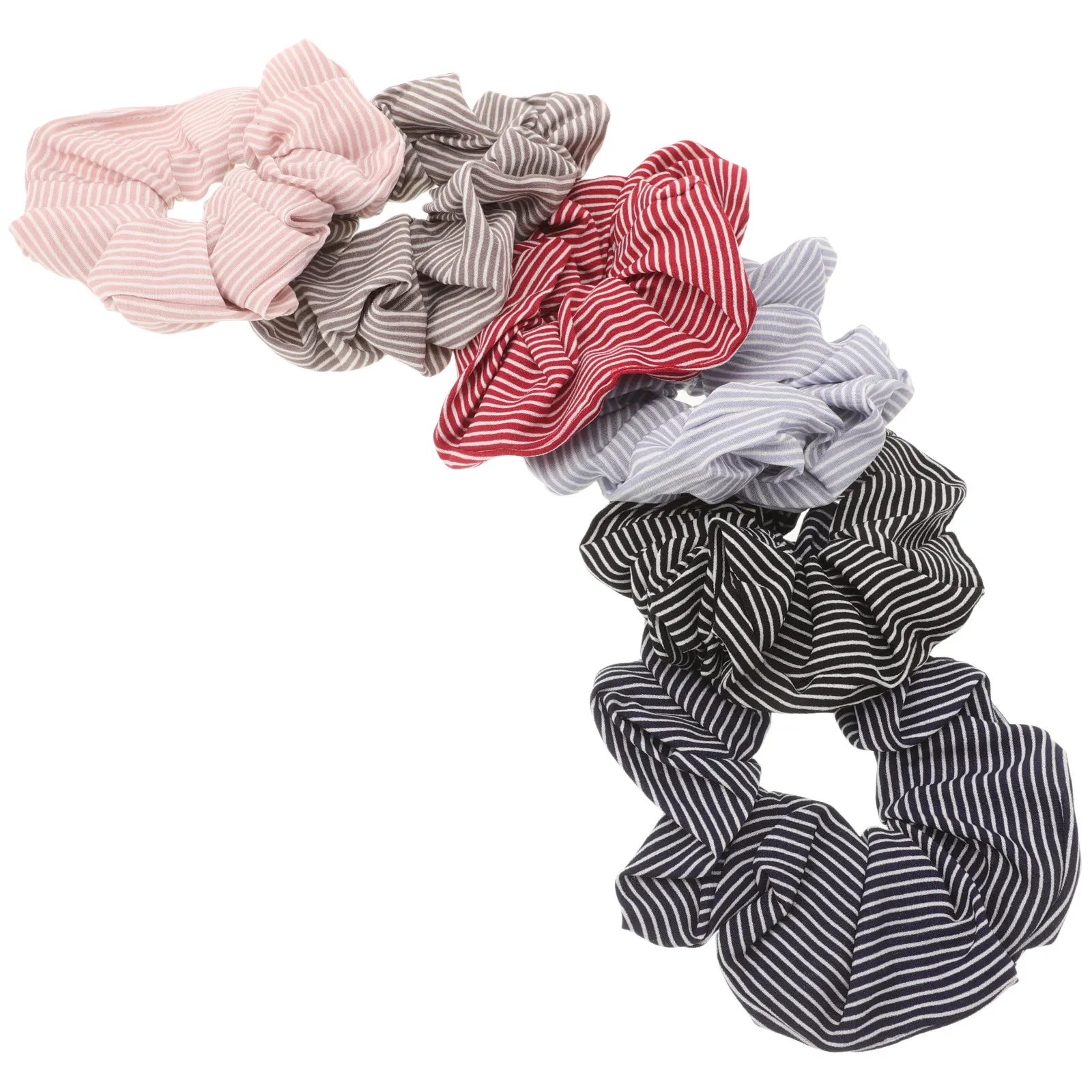 6Pcs Stripe Elastic Hair Tie Sets Ponytail Holders Cloth Hair Bands for Women Stylish Daily Use Ponytail Holder