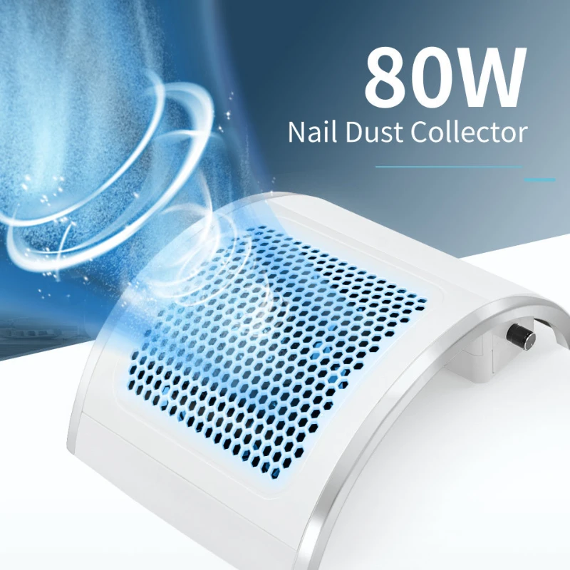 Aspirador de pó para arte em unhas, 80W, quatro ventiladores com alta sucção, máquina profissional de poeira para moagem de unhas e prevenção de poeira