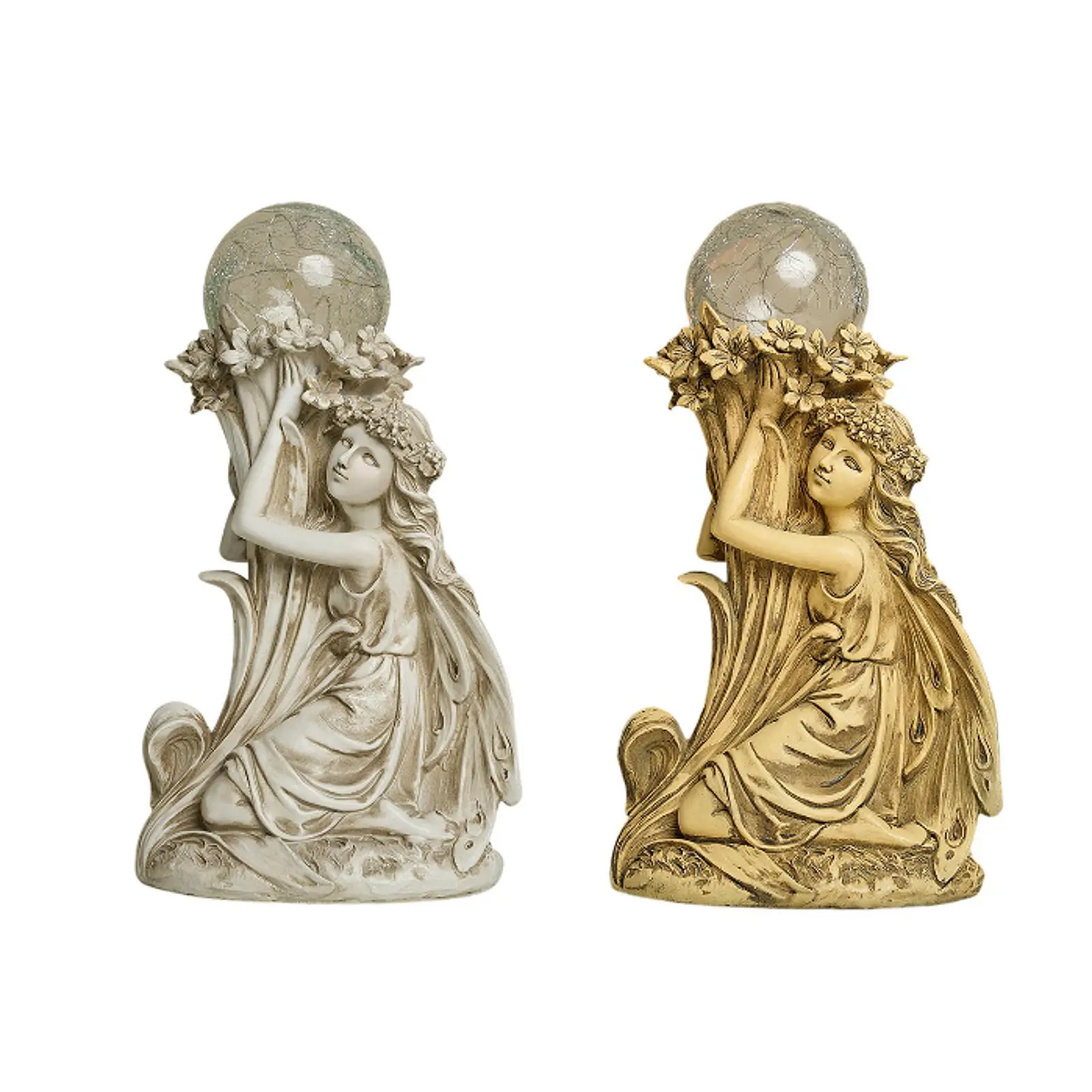 

Solar Lamp Fairy Statue Collectible Yard Decor Housewarming Gift Decorative Fairy Garden Sculpture for Lawn Balcony Flowerpot