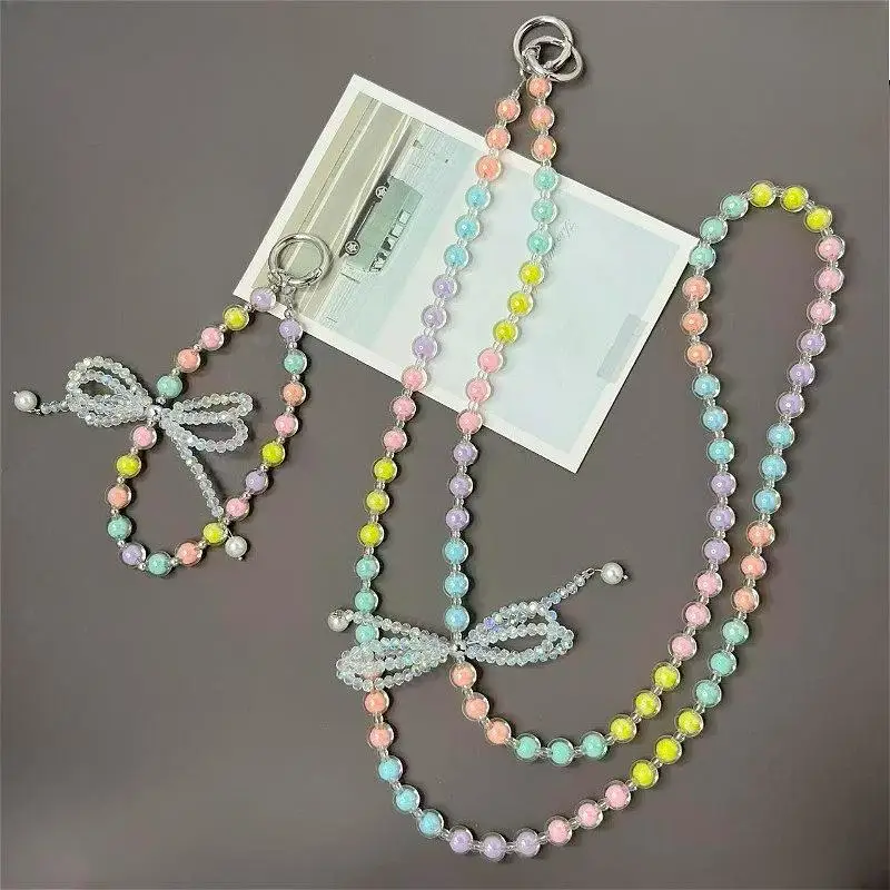Mobile Phone Lanyard Women's Long Neck And Shoulder Strap Phone Case Beaded Universal Lanyard Crossbody Bag Decoration Chain