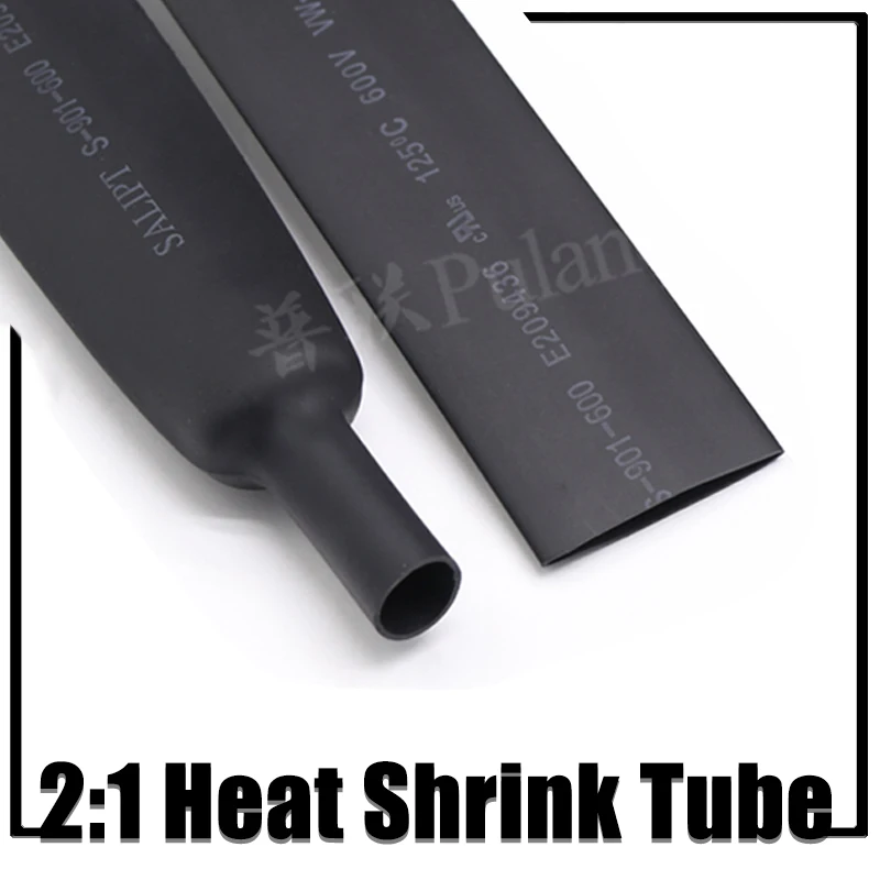 

1Meter Black 2:1 Heat Shrink Tube Dia50 60 70 80 90 100 120 150 180 210mm Polyolefin Cable protector sleeve shrink cover tube