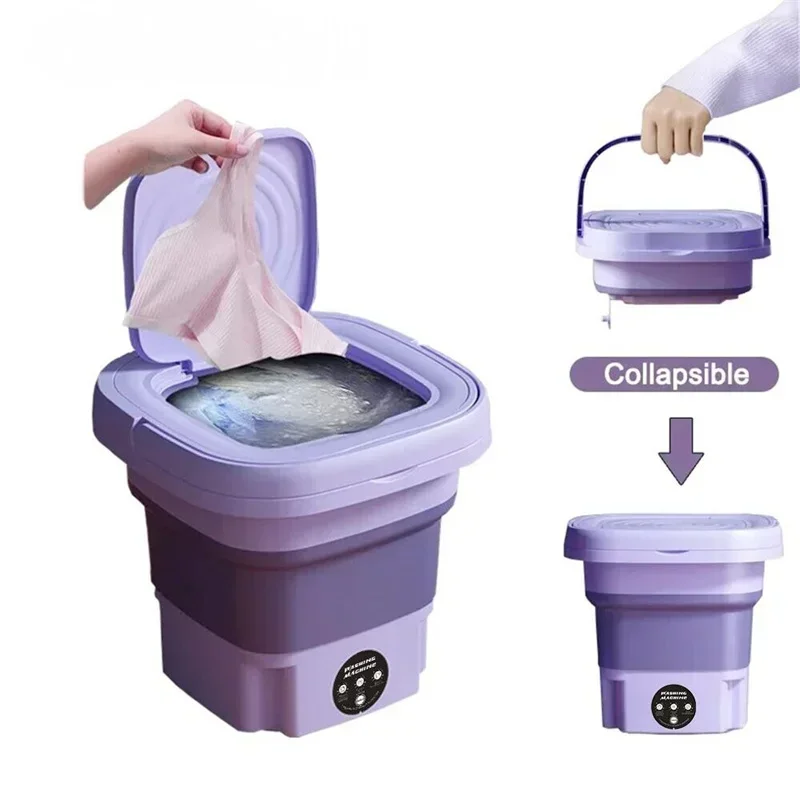

NEW Folding Washing Machine Portable Mini Dehydratable Dormitory Student Socks Underwear Panties Home Appliance