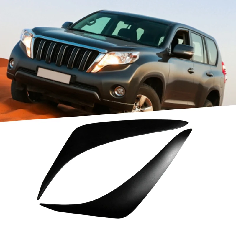 Car Front Headlight Eyebrow Head Light Eyelid Eyebrow Resin Trim For Toyota Prado 2700 4000 2014-2017