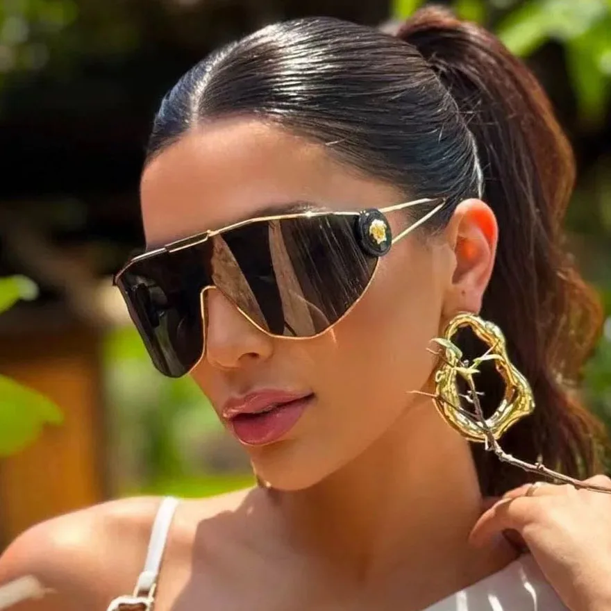 Oversized Conjoined Len Sunglasses Women For Men 2026 Vintage Luxury Brand Designer Sun Glasses Punk Big Frame Eye Glasses UV400
