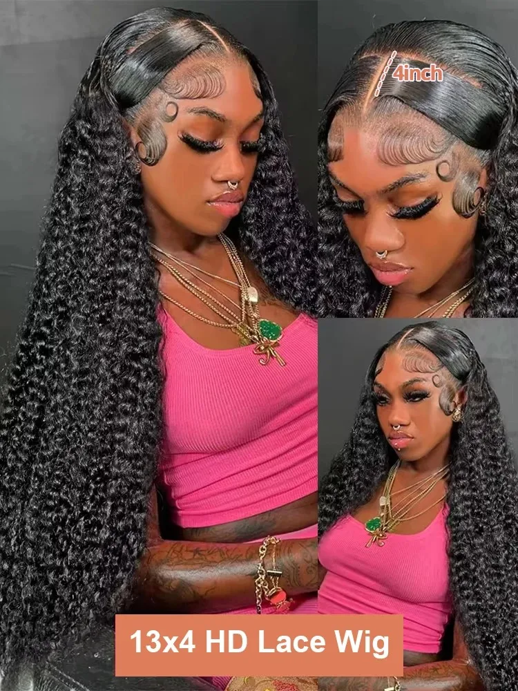 13x6 HD โปร่งใส Deep Wave วิกผมด้านหน้าความหนาแน่น 200 13x4 ลูกไม้ด้านหน้าวิกผมผมมนุษย์บราซิลดิบ 30 40 นิ้วหลวม Curly วิกผม