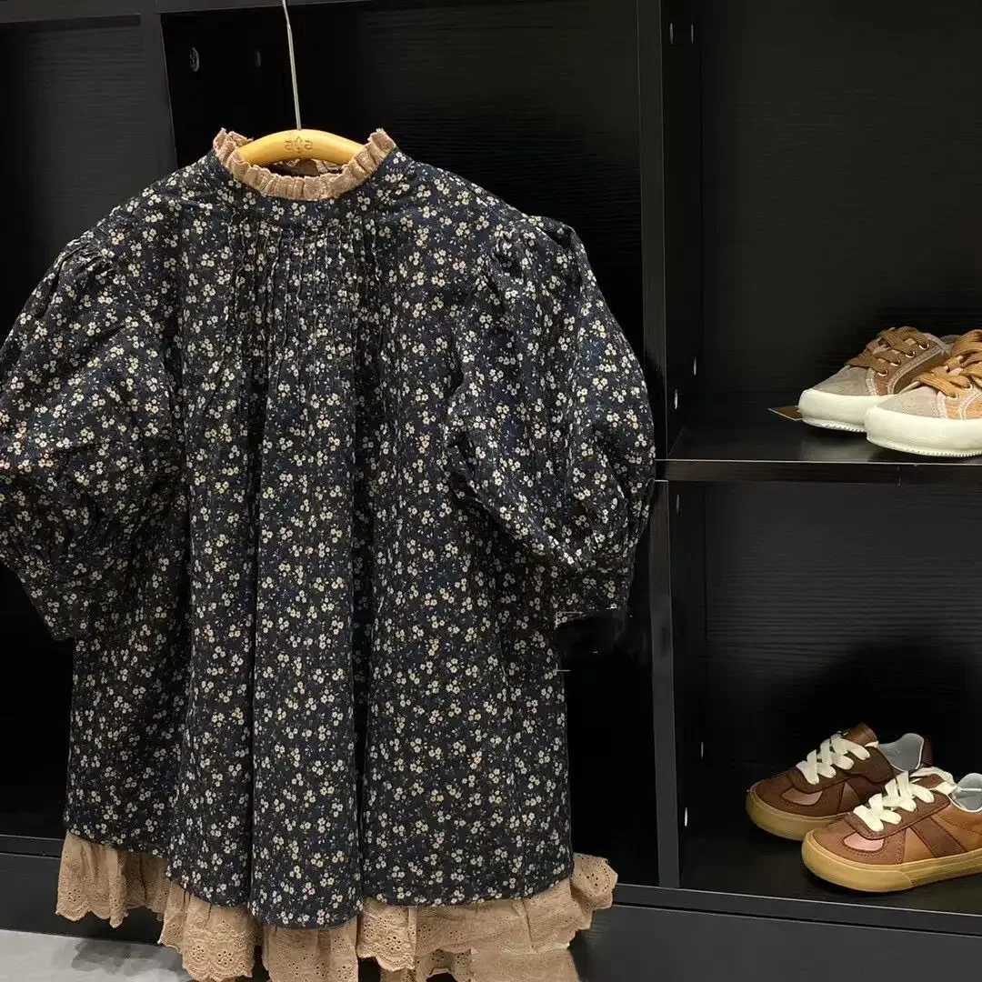 

2023 Autumn New Girls' Flower Dress Comfortable Korean Children's Princess Dress with Bubble Sleeve princess dress for girls