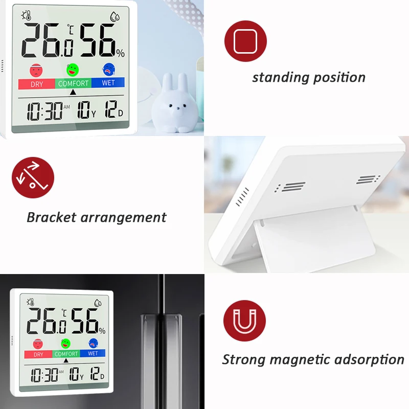 Digital Hygrometer Digital Hygrometer, Indoor Temperature, Humidity Meter, Sensor, Hygrometer, Weather Station, Large Screen LCD