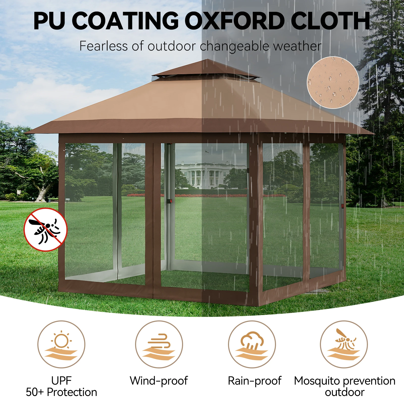 Outdoor Pop up Canopy Tent with Curtains and 144 Square Shelter S8ecdde308ca7477cbf6f729faee963805