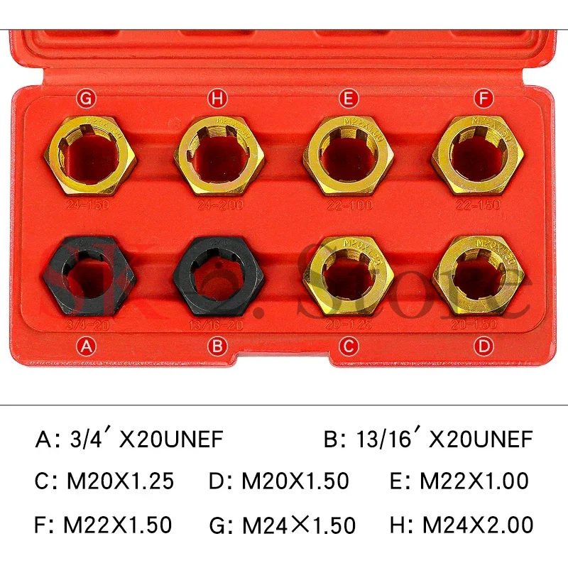 Automotive drive shaft universal joint screw thread repair tool, metric and imperial hex tap, die tapping machine
