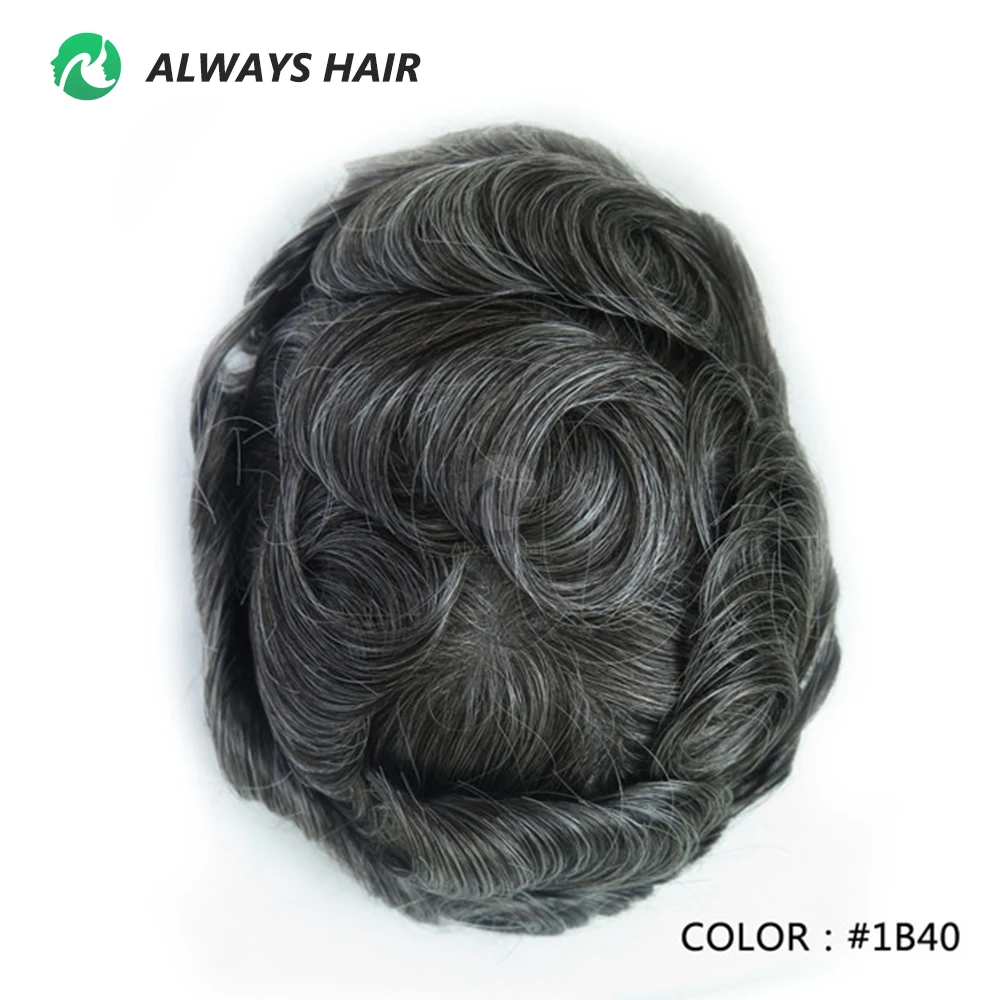 Onzichtbare Haarlijn Haar Systeem Unit Voor Mannen 0.03-0.04Mm Super Dunne Base Toupee Indian Human Hair Mens 'Topper pruik