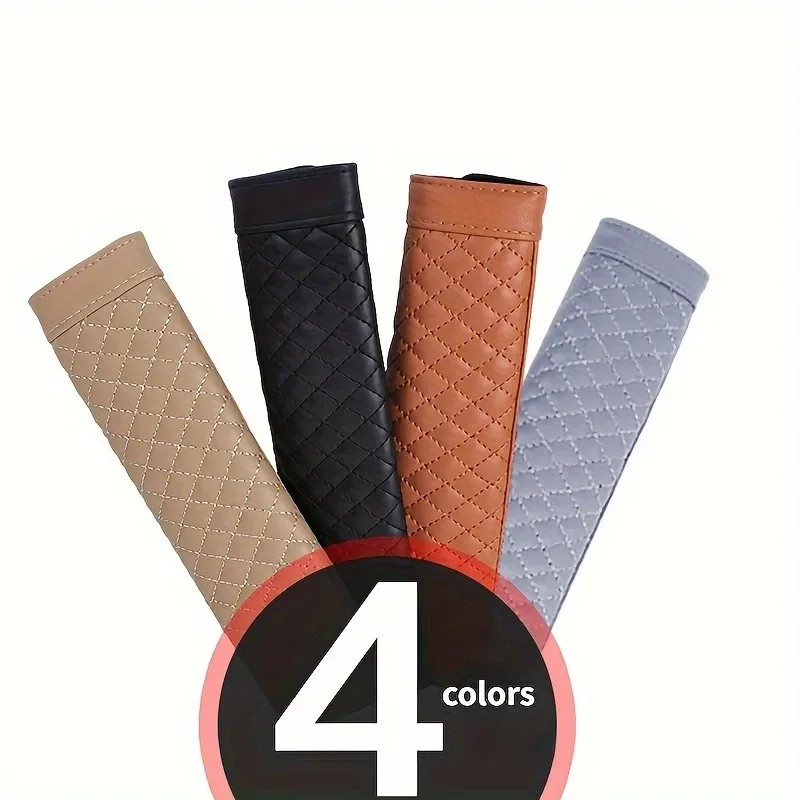 Car Seat Belt Shoulder Cover Leather Embroidery Wear-resistant Non-slip Leather Safety Cover Car Interior Decoration Products