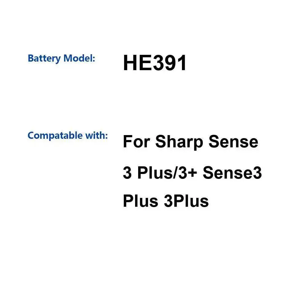 

Mobile Phone Battery For Sharp Sense 3 Plus Long-Lasting Performance Reliable Replacement HE391 4000Mah
