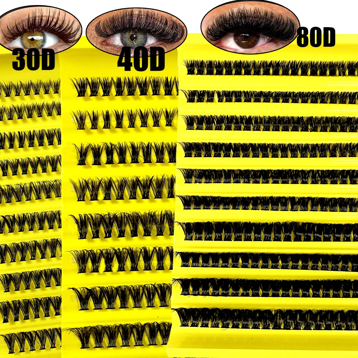 30D-80D حجم الرموش الصناعية تمديد عدة [D حليقة] 200 مجموعات الرموش 9-16 مللي متر لتقوم بها بنفسك المظهر الطبيعي كاذبة مضيئة جلدة للمنزل
