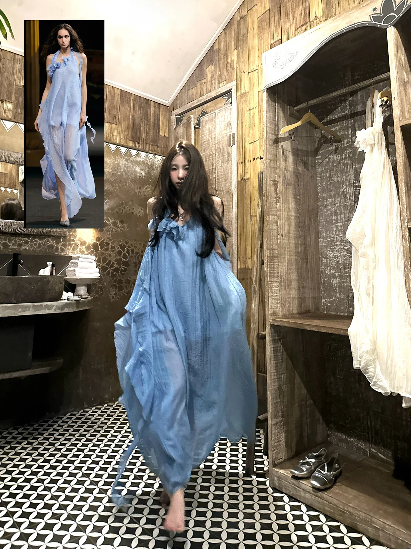 

Элегантная женская длинная юбка А-силуэта FuunJ Poli Love Godd Design Sense Cro Folded Neline Dr для праздников, высококачественная