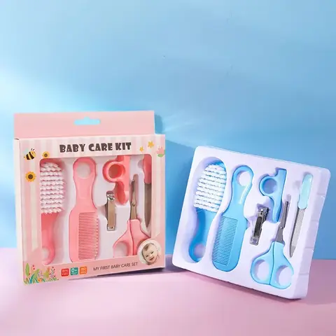 6 pezzi Set per la cura del bambino Pettine per capelli Set di spazzole per toelettatura Tagliaunghie Forbici Kit per l'igiene Set di strumenti sanitari per il regalo del bambino